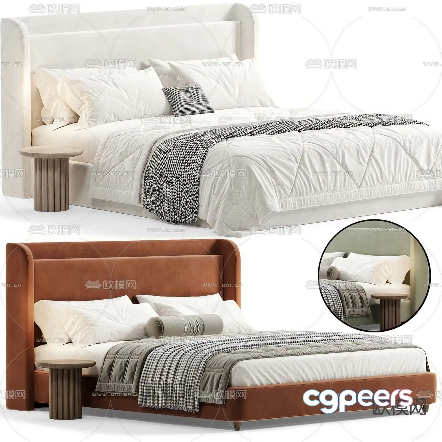 Modern double bed 3d model