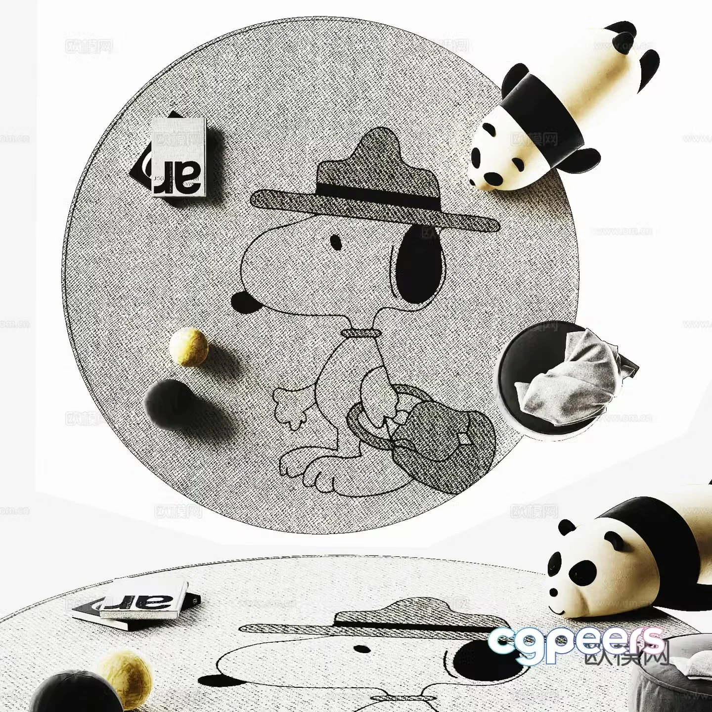 Modern children’s carpet Round carpet 3d model