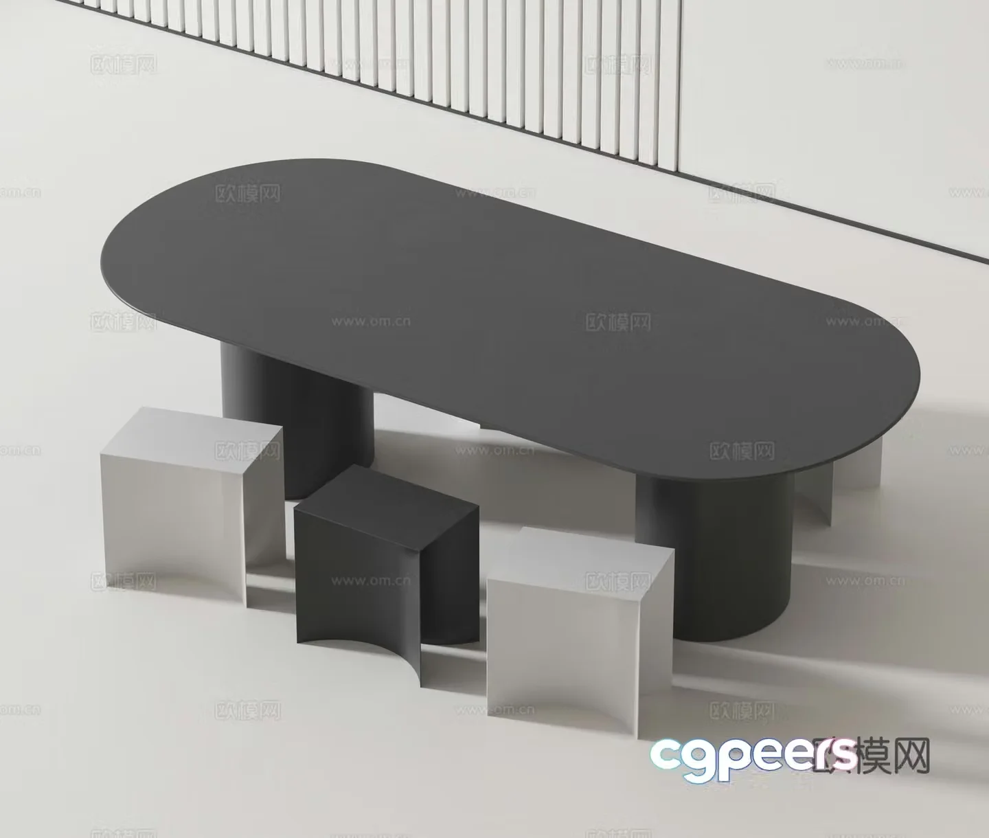 Modern dining table and chair 3d model