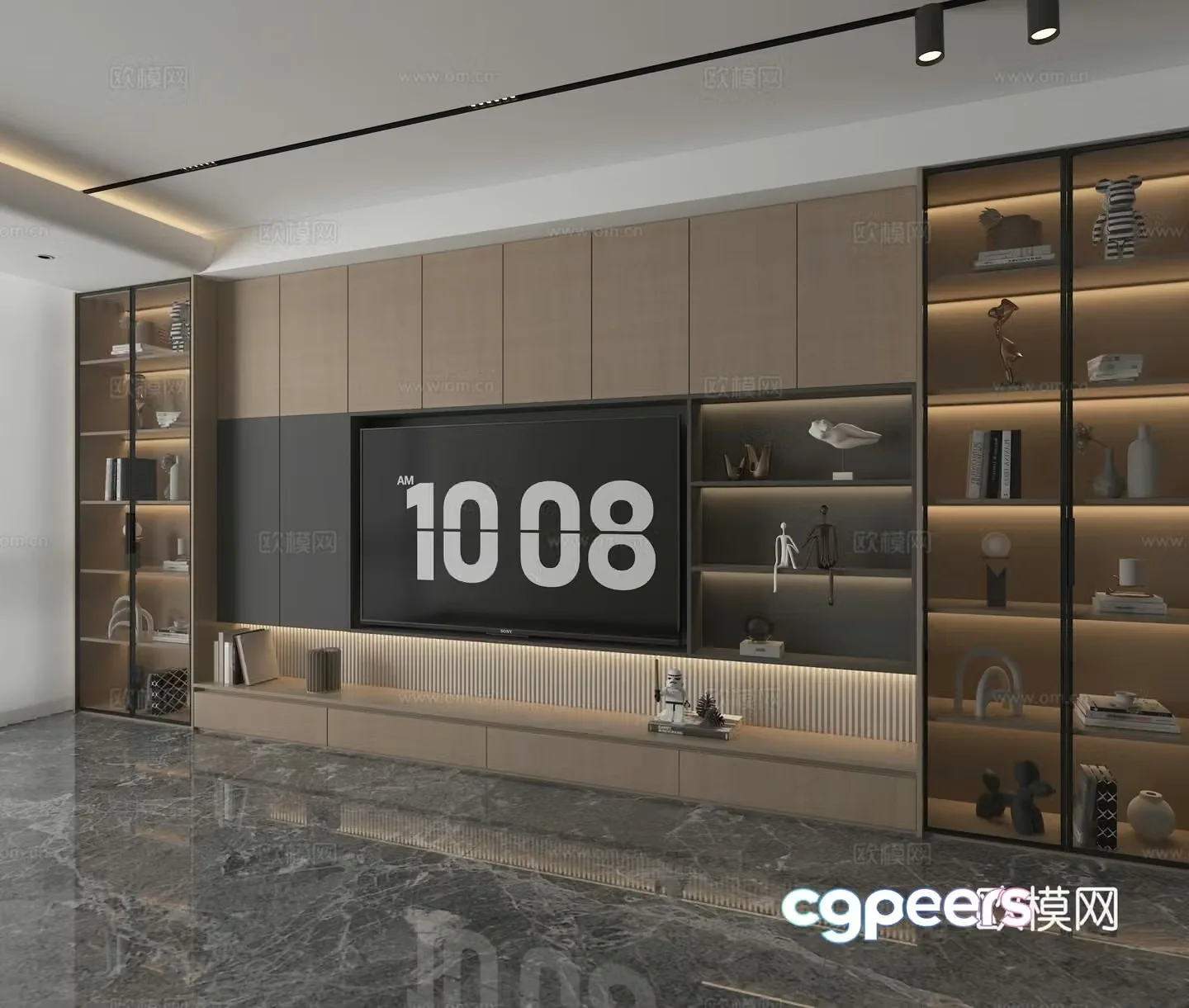 3d model of TV background wall