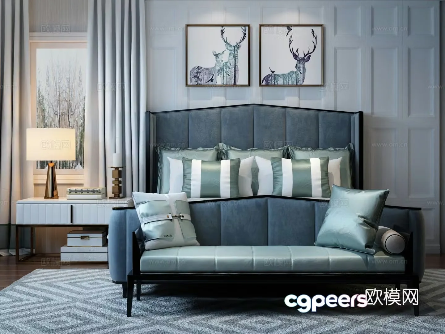 Modern double bed 3d model