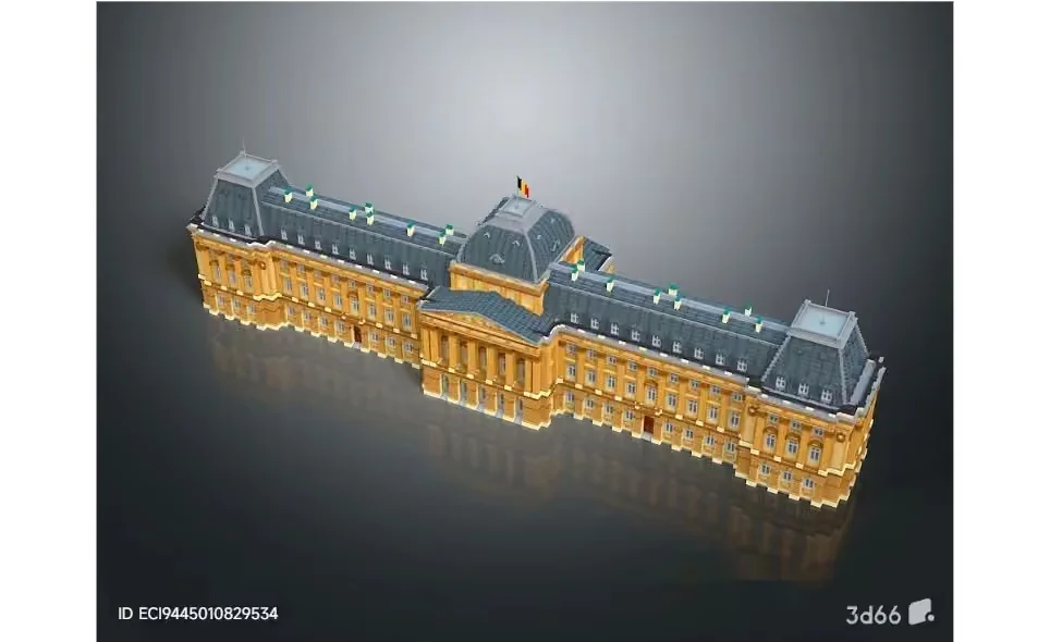 A 3D Rendering Of A Building With A Gray Roof And Yellow Walls 3D Model – 9326 – VRAY Render