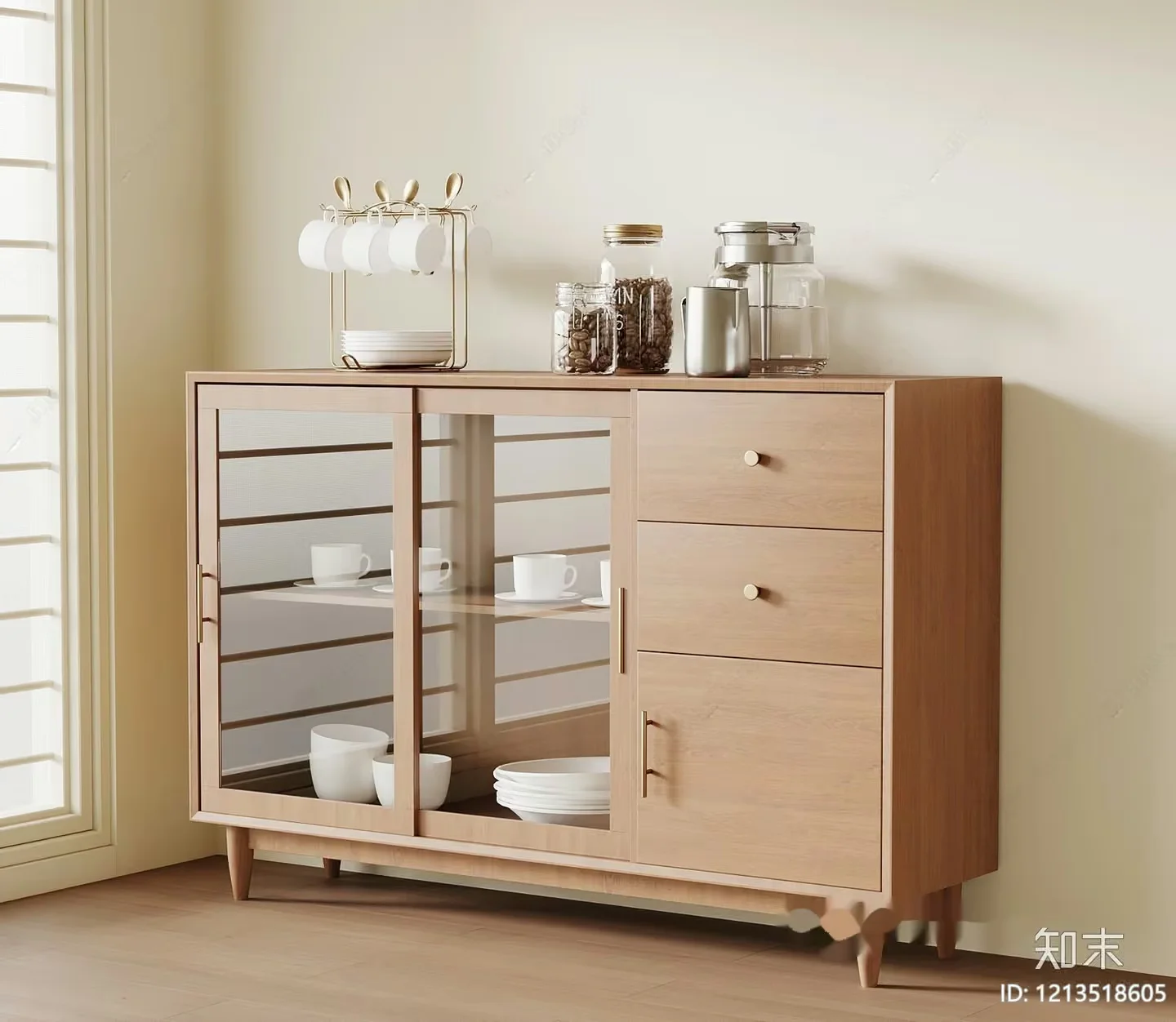 Light Wooden Cabinet 3D Model – 14133 – VRAY Render