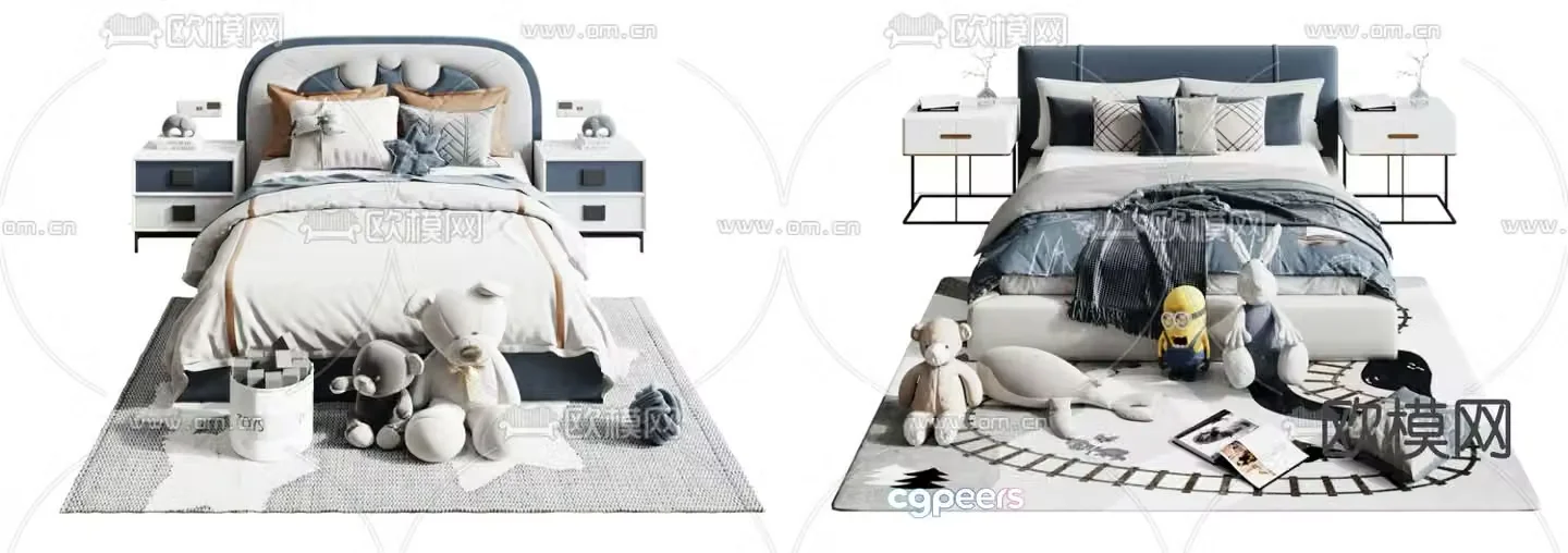 Modern fabric children’s bed 3d model