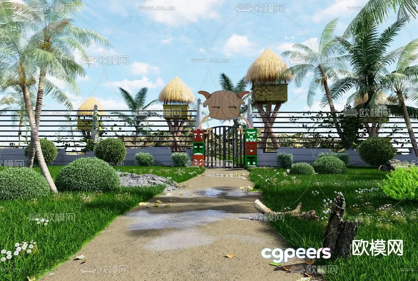 Landscape scene landscaping 3d model
