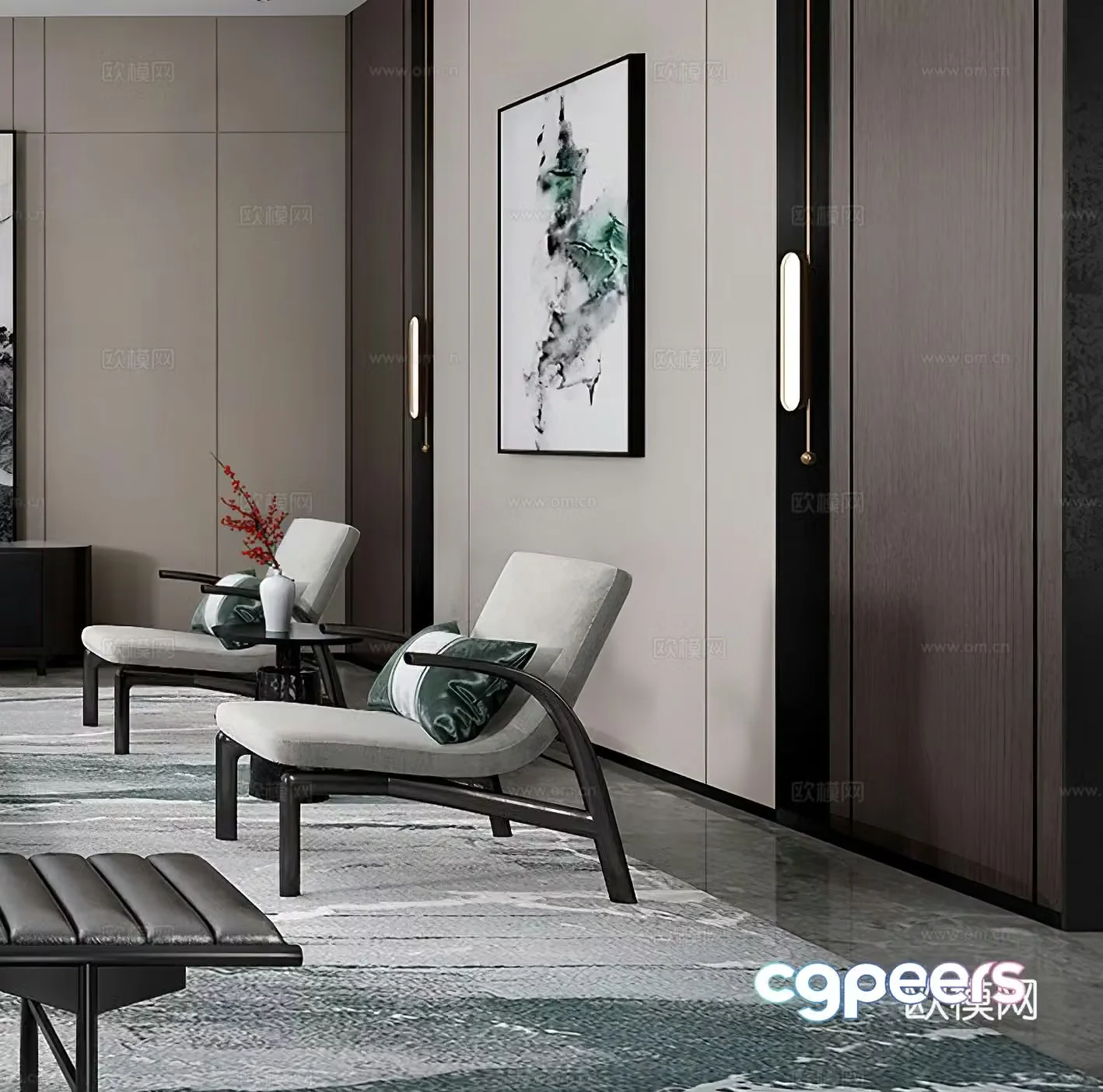 Modern leisure chair medieval leisure chair side table corner table Italian leisure chair single chair 3d model