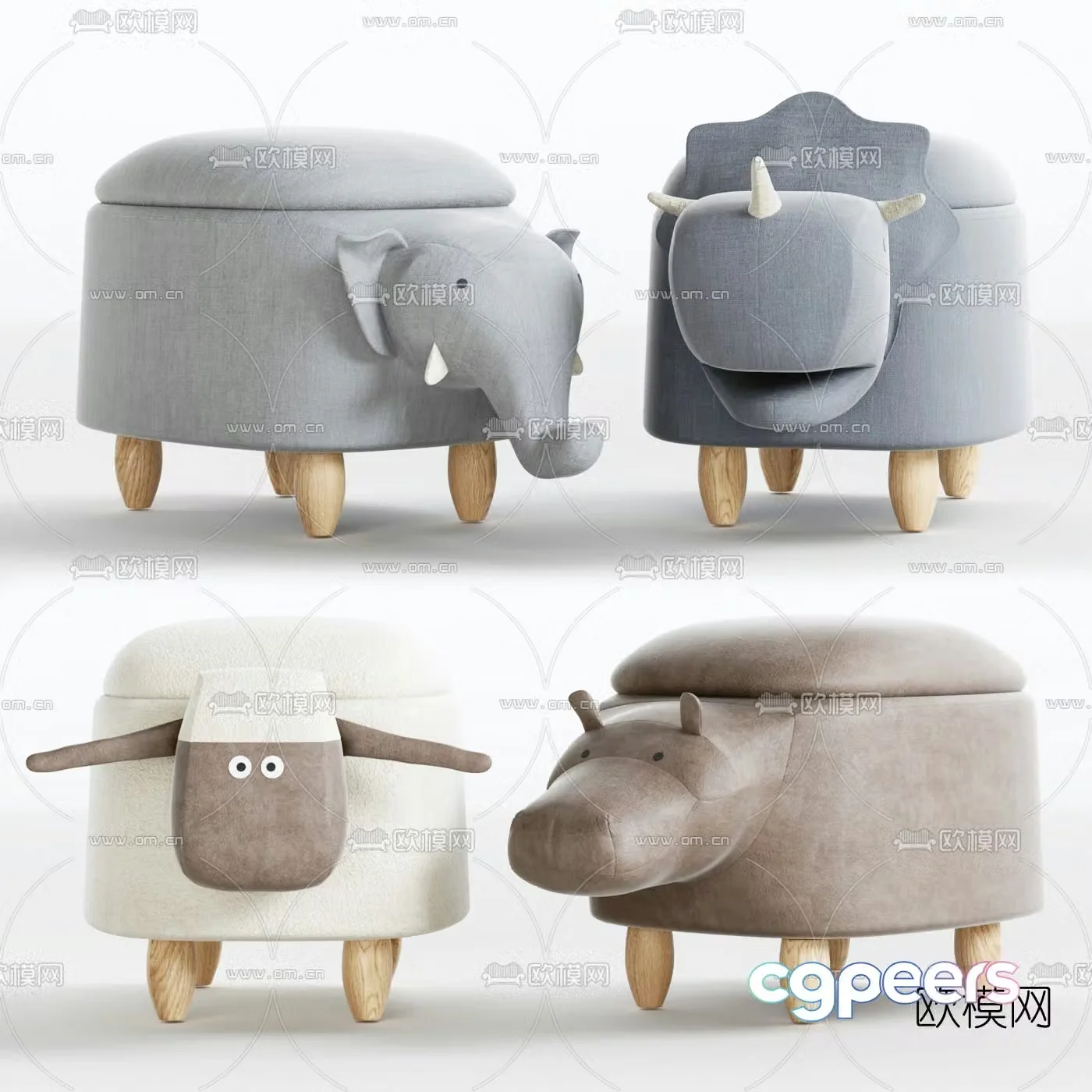 Nordic children’s animal seat 3d model