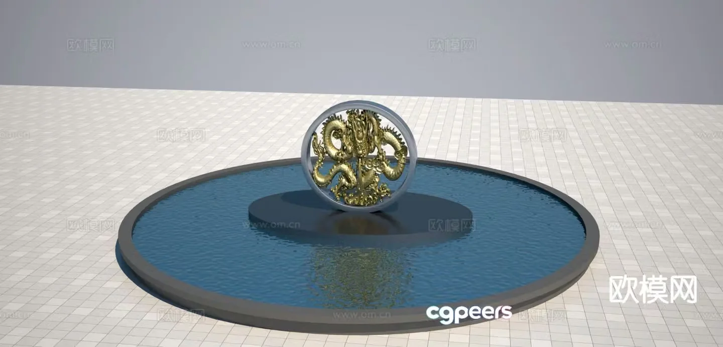 New Chinese style coiled dragon sculpture 3D model