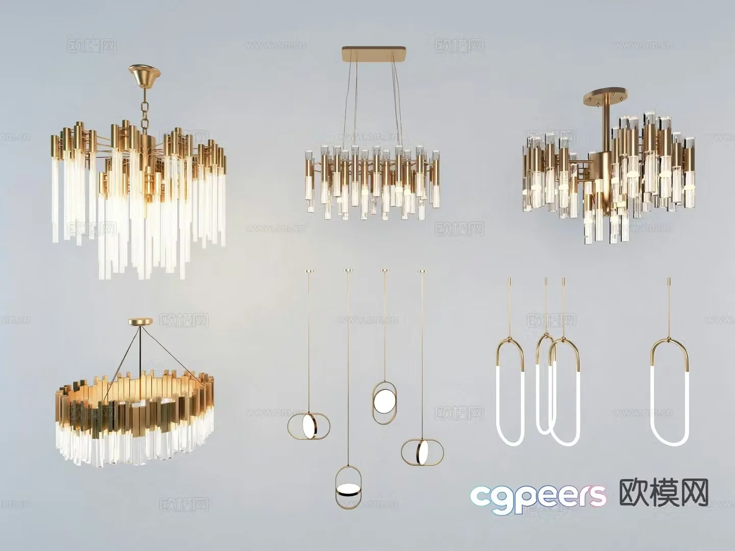 Light luxury chandelier glass lamp crystal lamp metal lamp creative chandelier 3d model