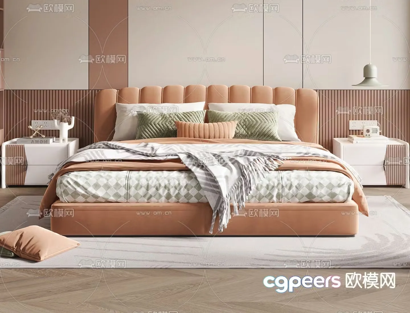 Modern double bed children’s bed 3d model