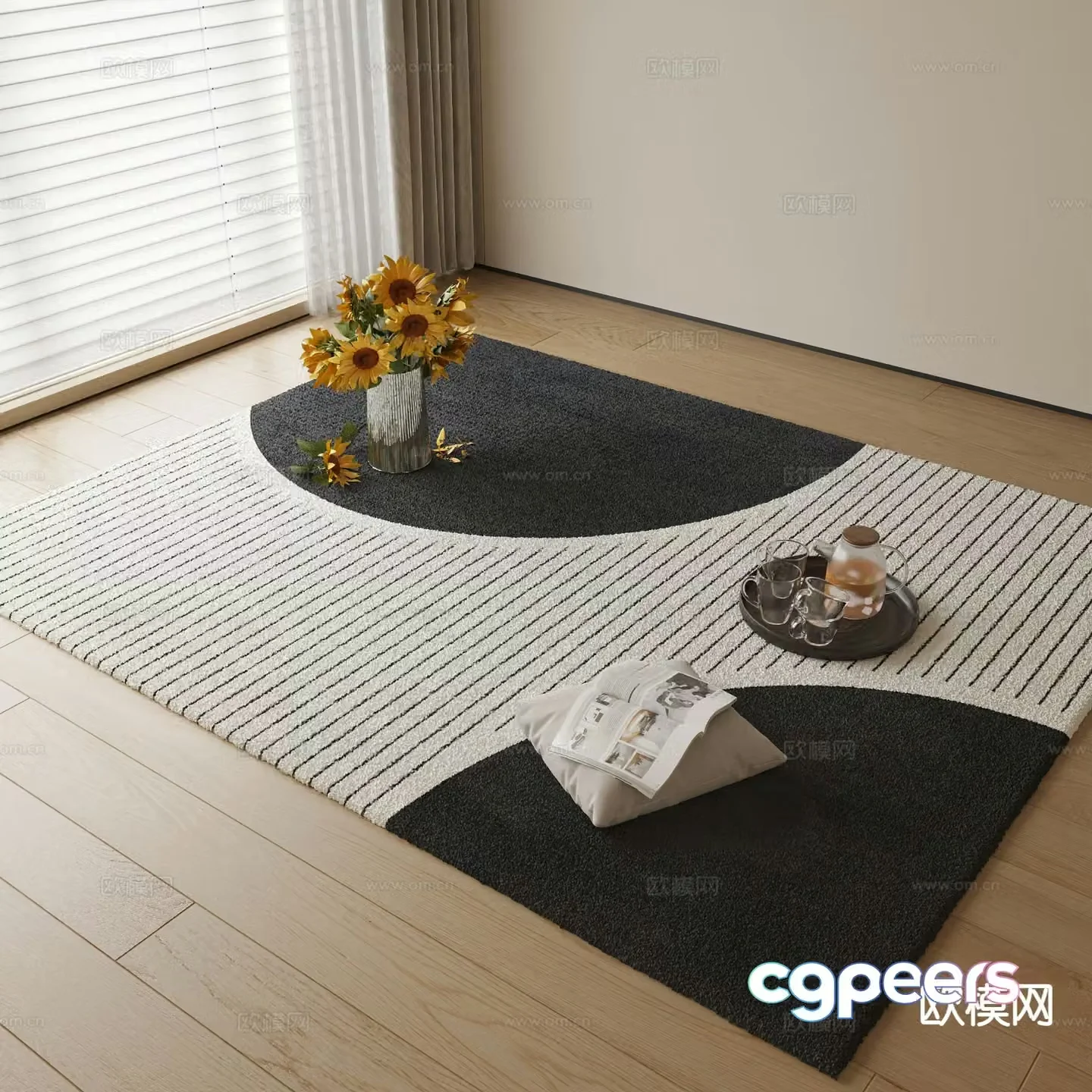 Modern black and white carpet 3d model