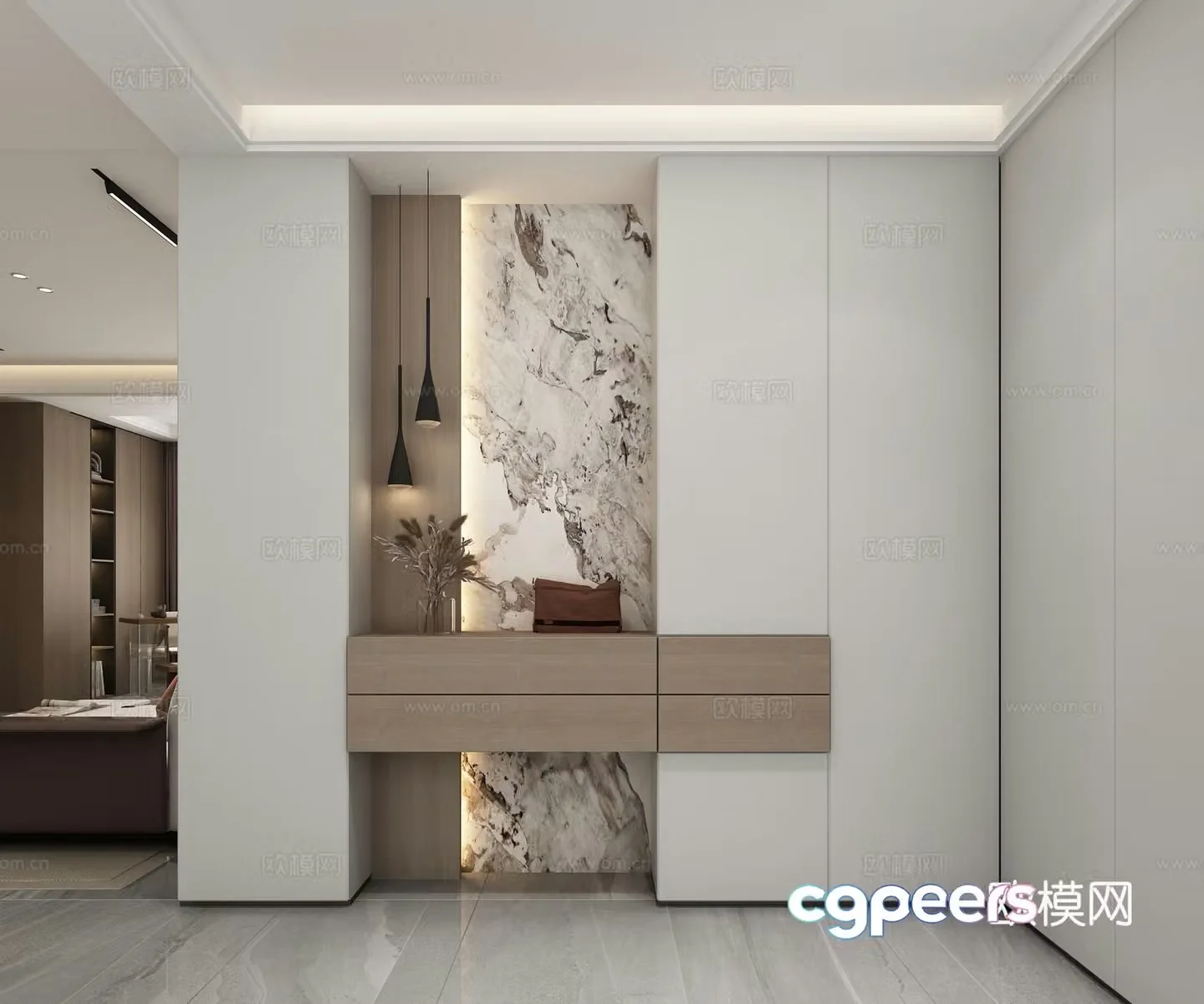 Modern shoe cabinet entrance cabinet 3D model