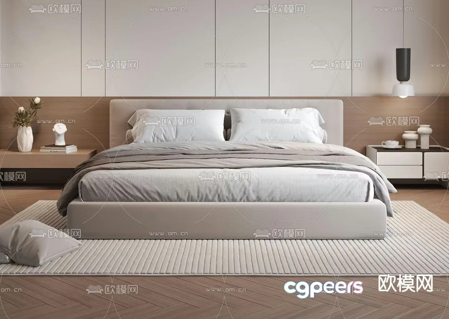 Modern double bed 3d model