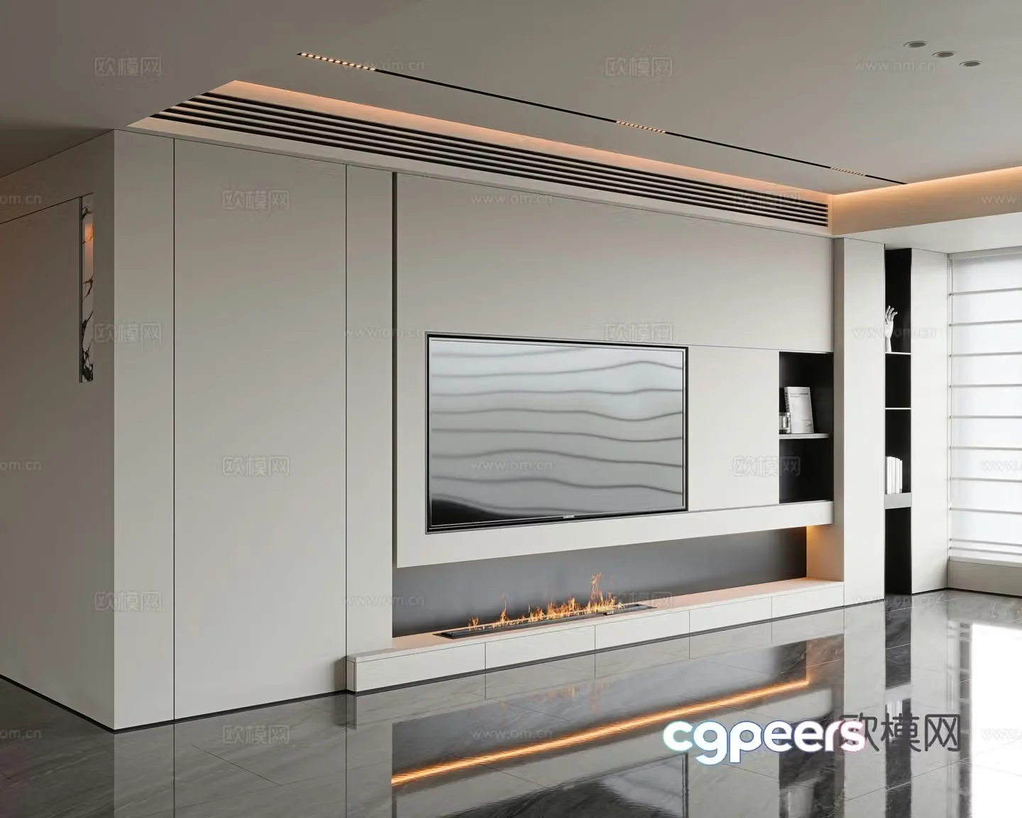 Italian TV background wall Living room TV background wall Hanging TV background wall Embedded TV wall 3d model
