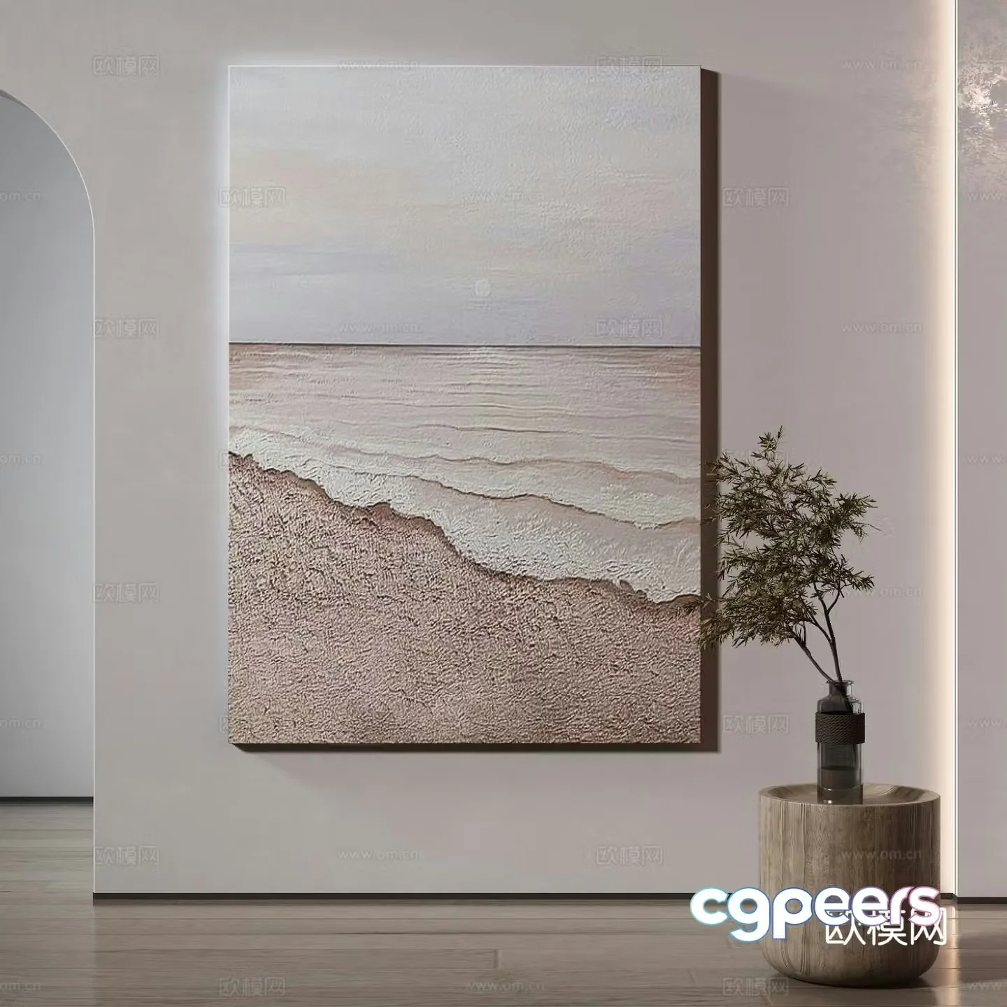 Modern beach painting decorative painting 3d model