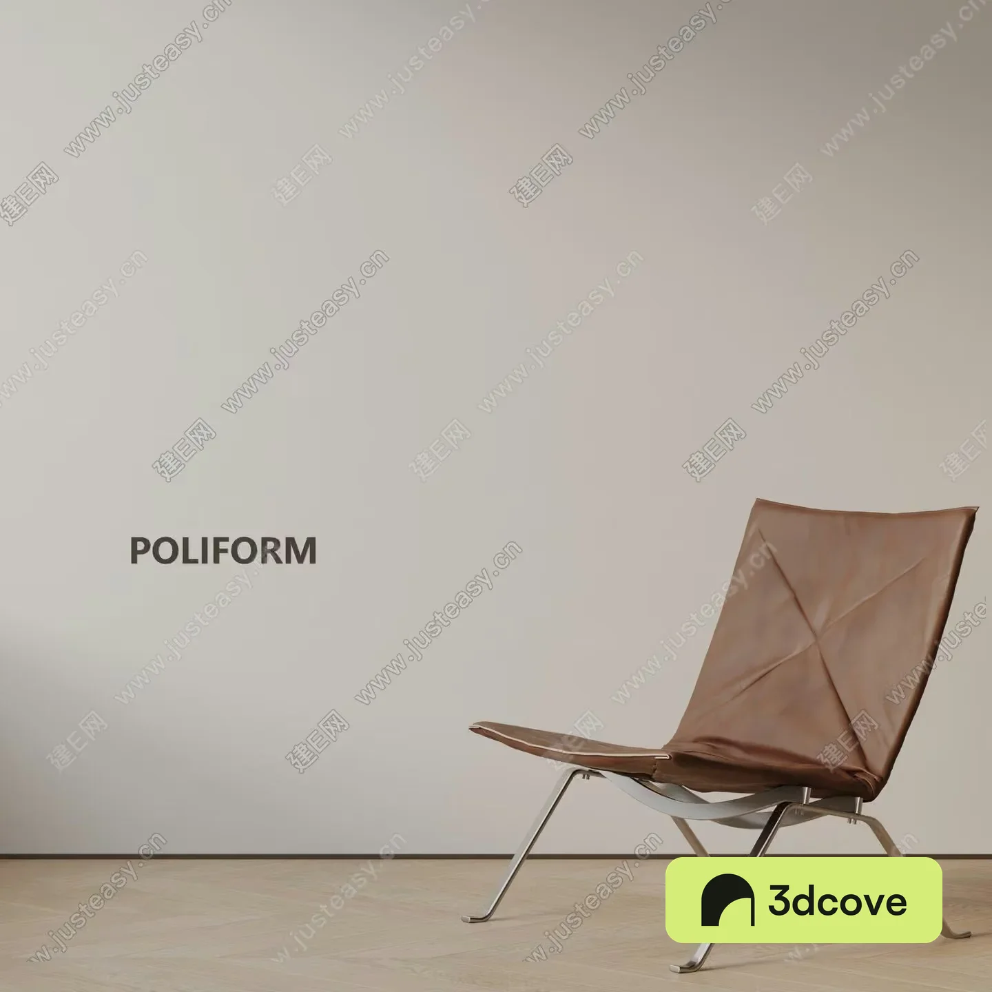 A Modern Chair With Leather Upholstery