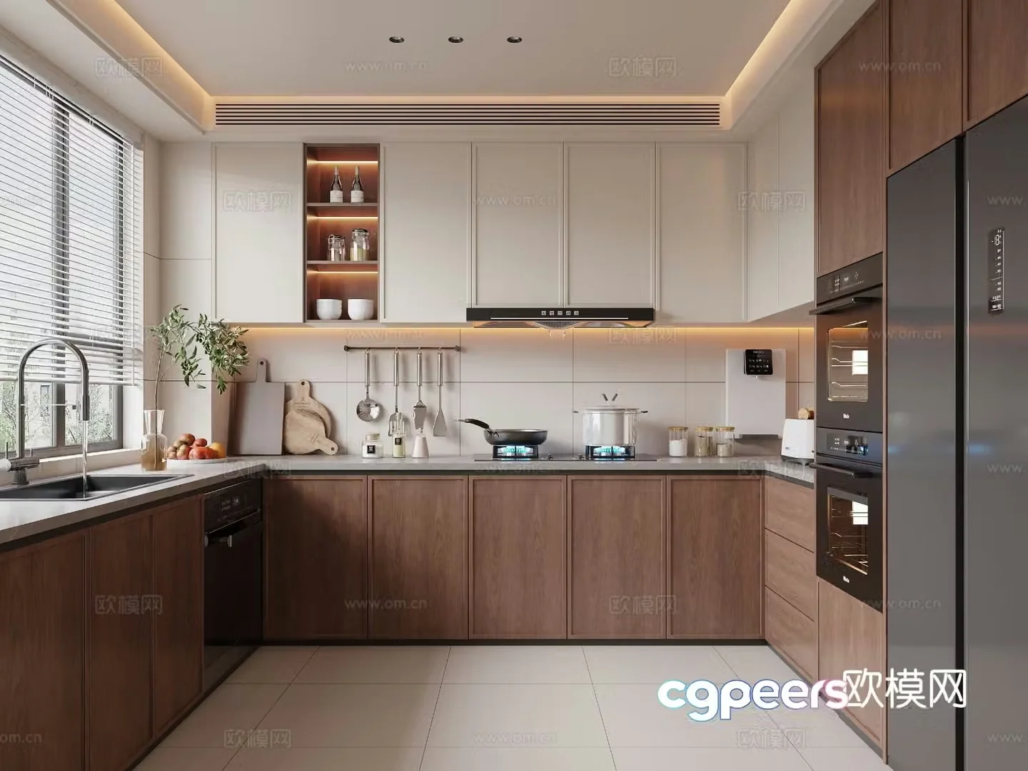 Middle style kitchen cabinet 3d model