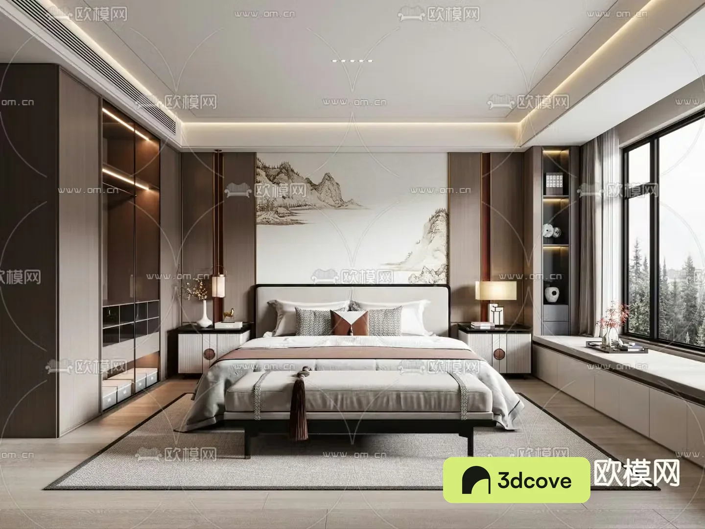 New Chinese style bedroom Master room Master bedroom