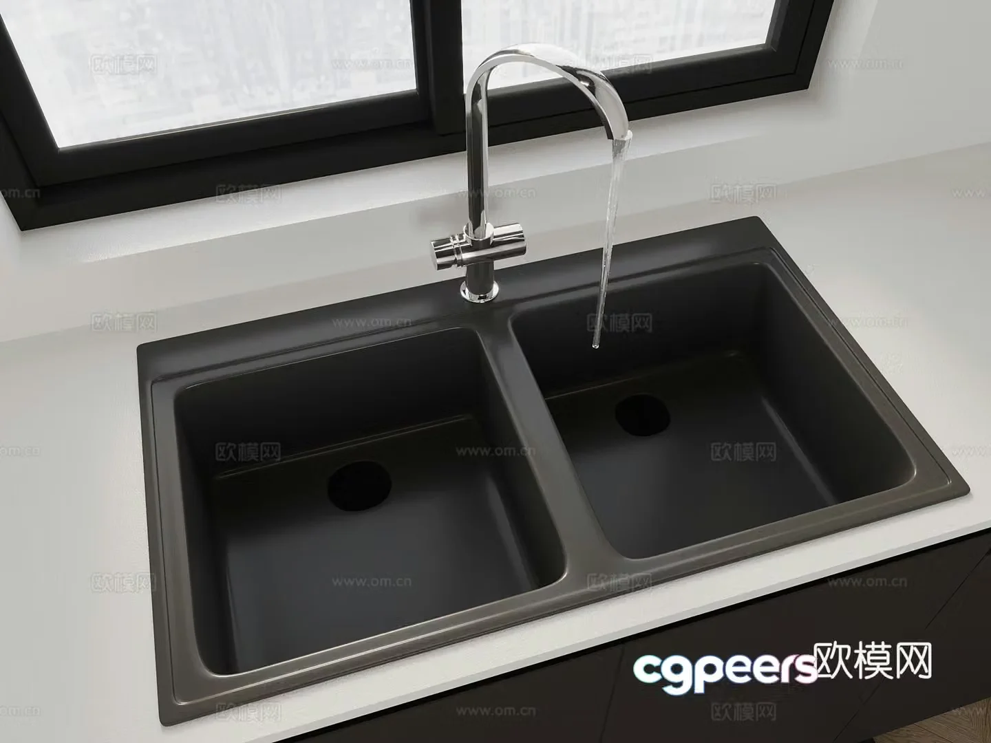 Modern sink Waterfall sink Vegetable sink 3d model