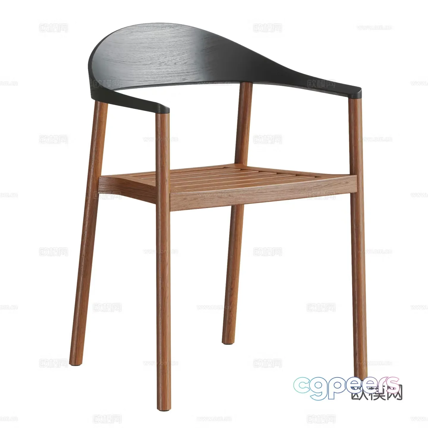 Medium style single chair combination solid wood single chair dining chair book chair MONZA armchair rest 3d model