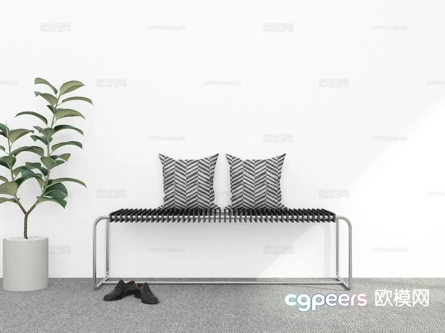 Modern stool shoe changing stool 3d model