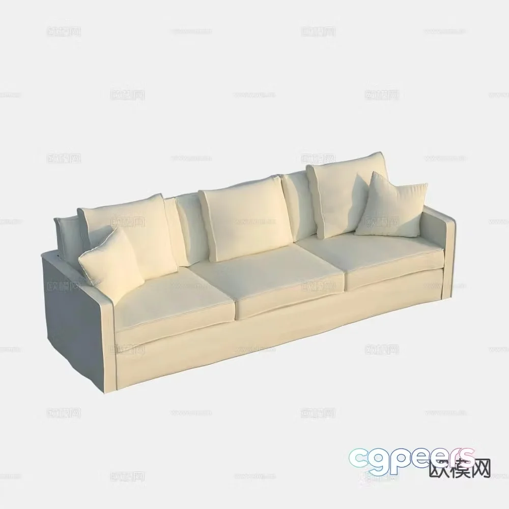 Three seater sofa upholstered sofa 3d model