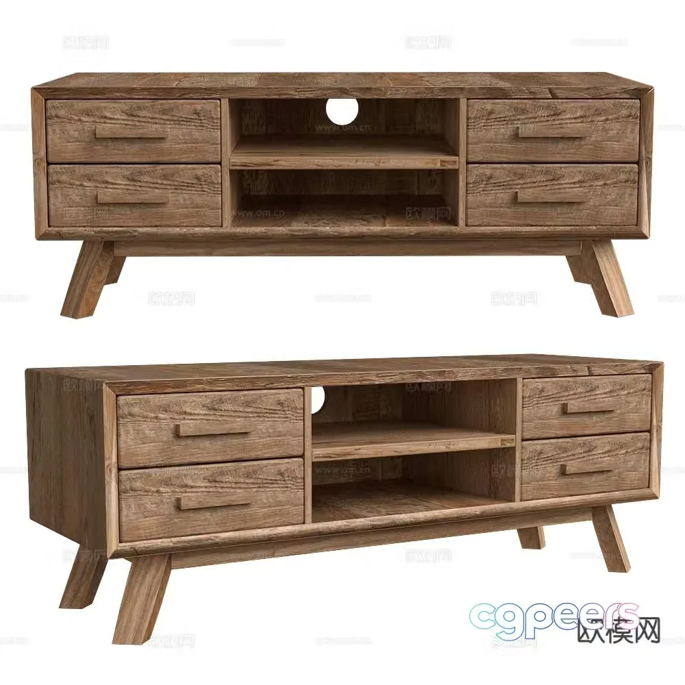 Bemondi log style TV cabinet 3d model
