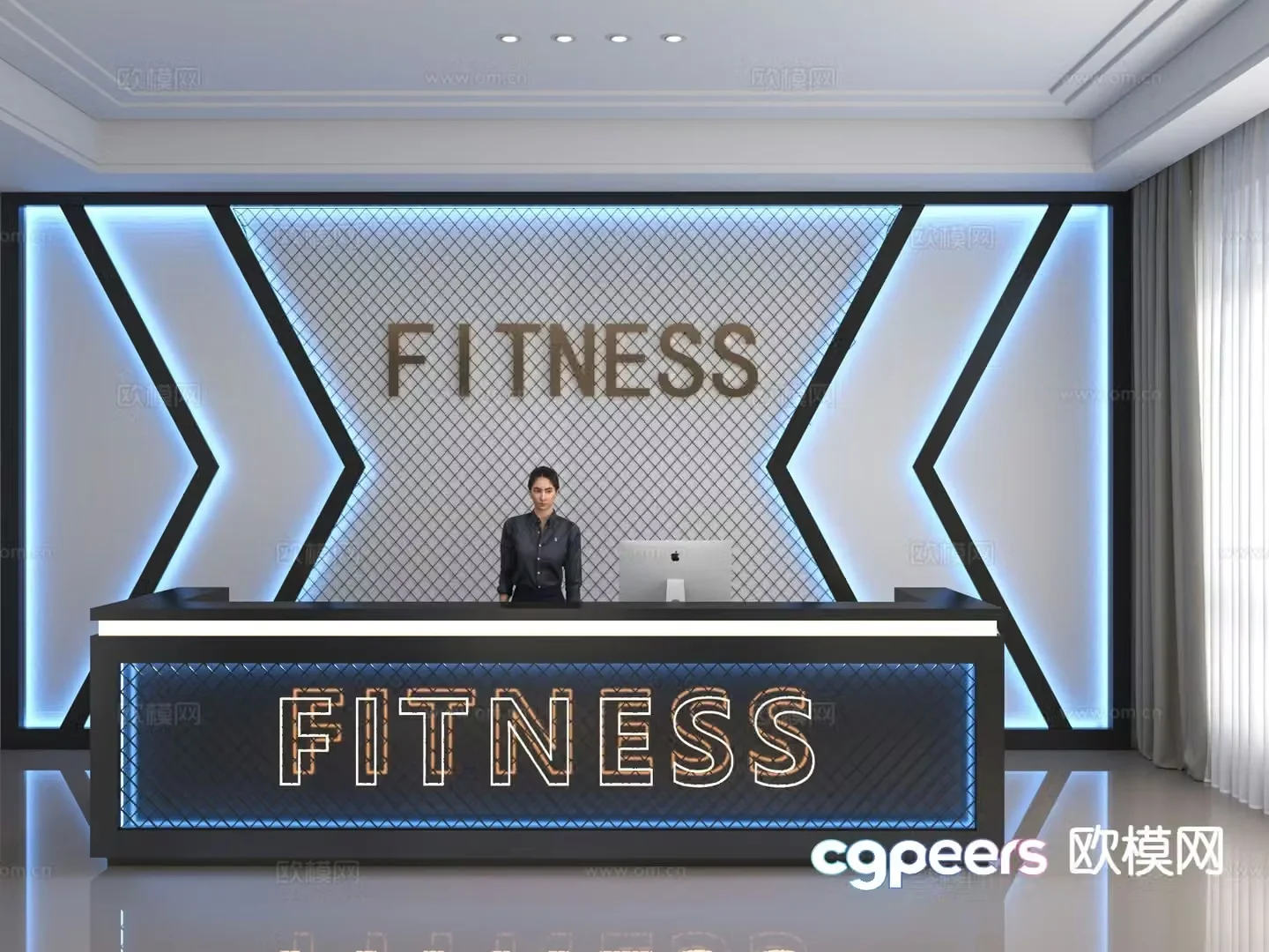Modern front desk service desk reception desk information desk 3d model