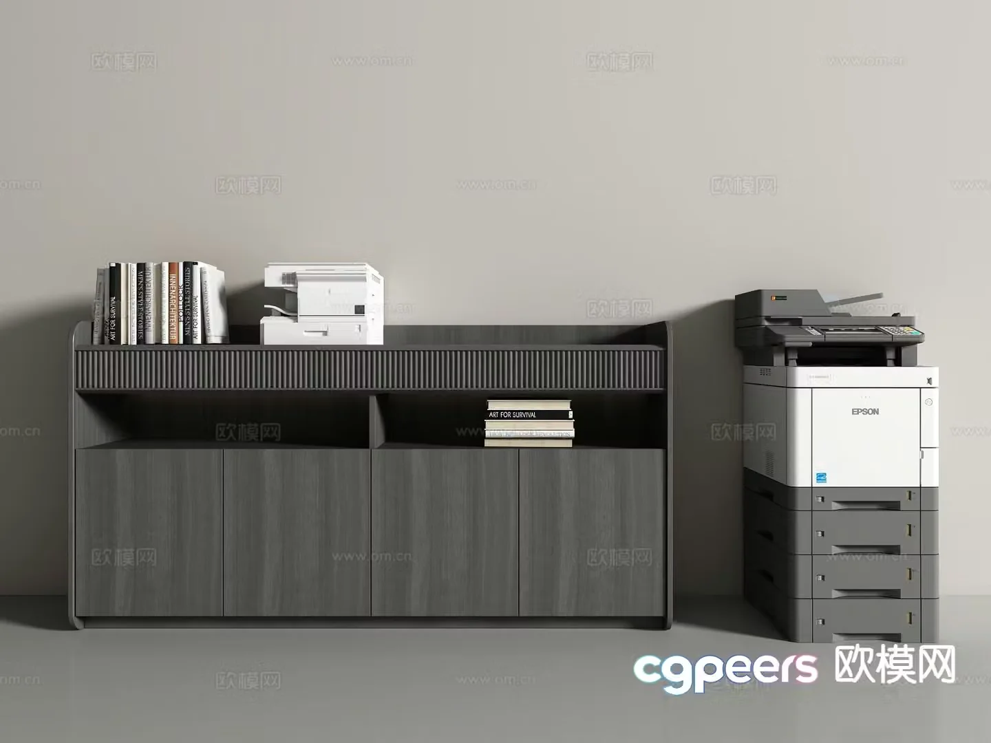 Office supplies printer file cabinet 3d model