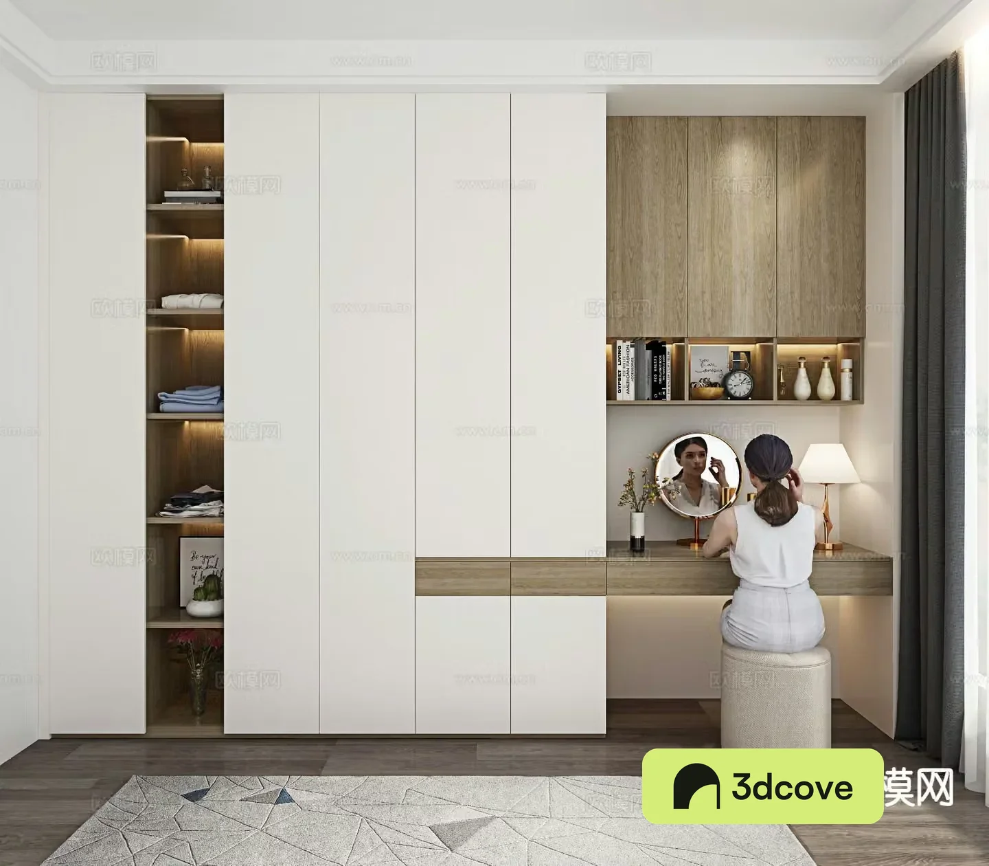 Modern wardrobe dresser integrated cabinet