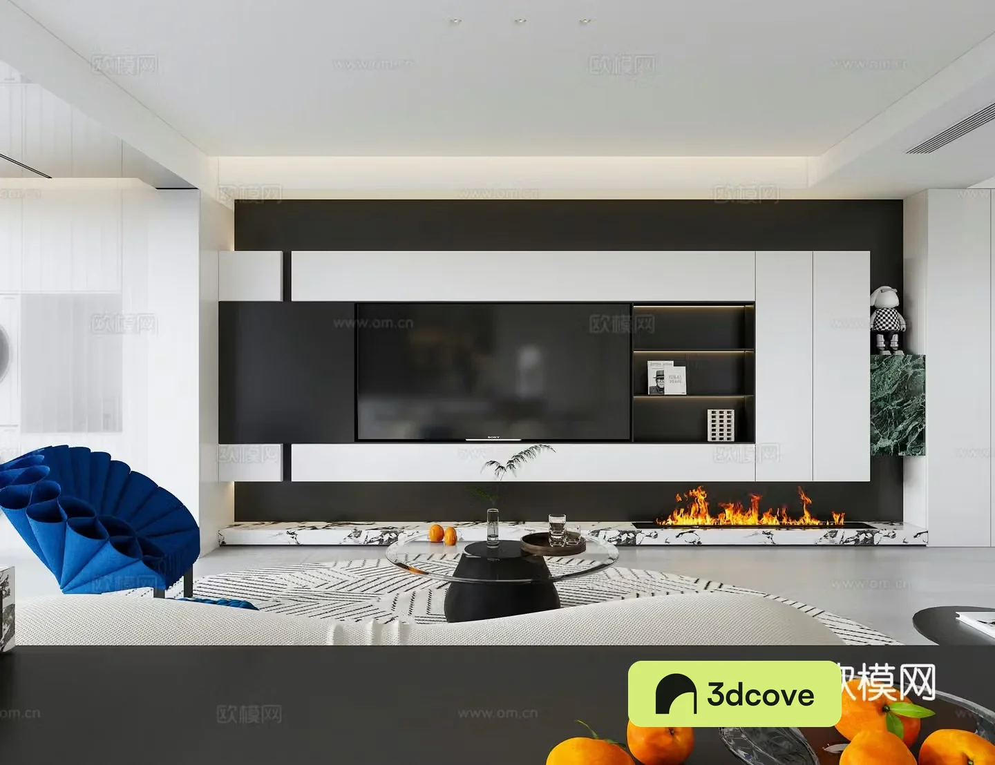 Modern minimalist living room modern minimalist TV background wall large flat layer