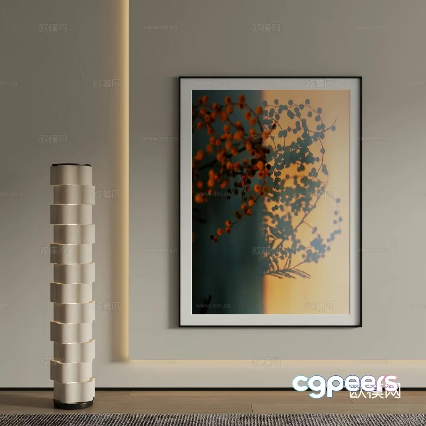 Modern decorative painting Abstract shadow painting 3d model