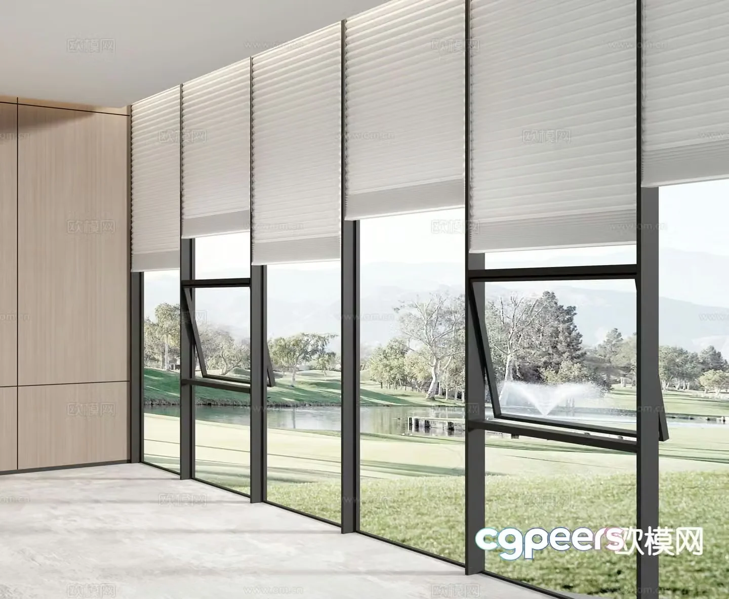 Shangri-La Curtain Venetian Curtain Wall Window 3D Model