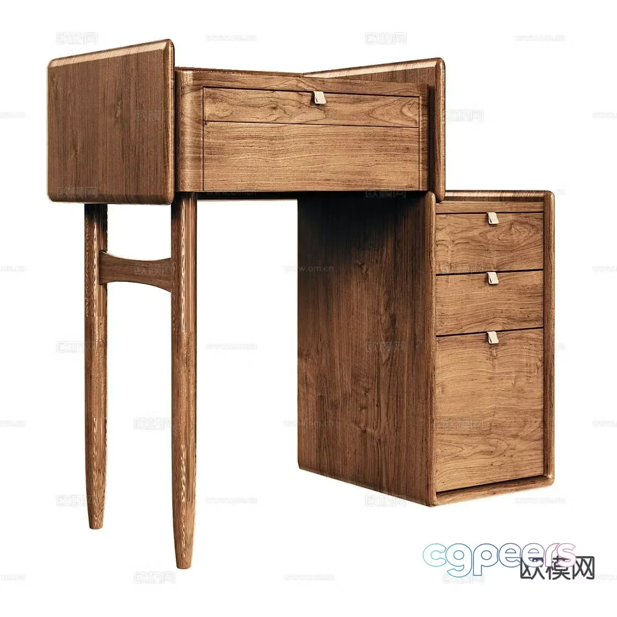 Nordic simple desk walnut desk 3d model