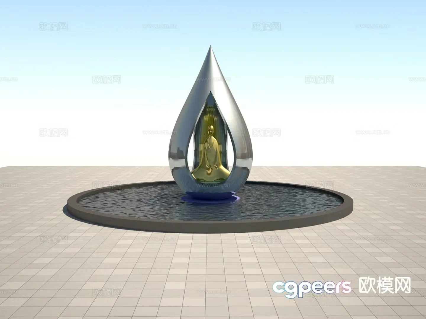 Chinese style Buddha sculpture 3d model