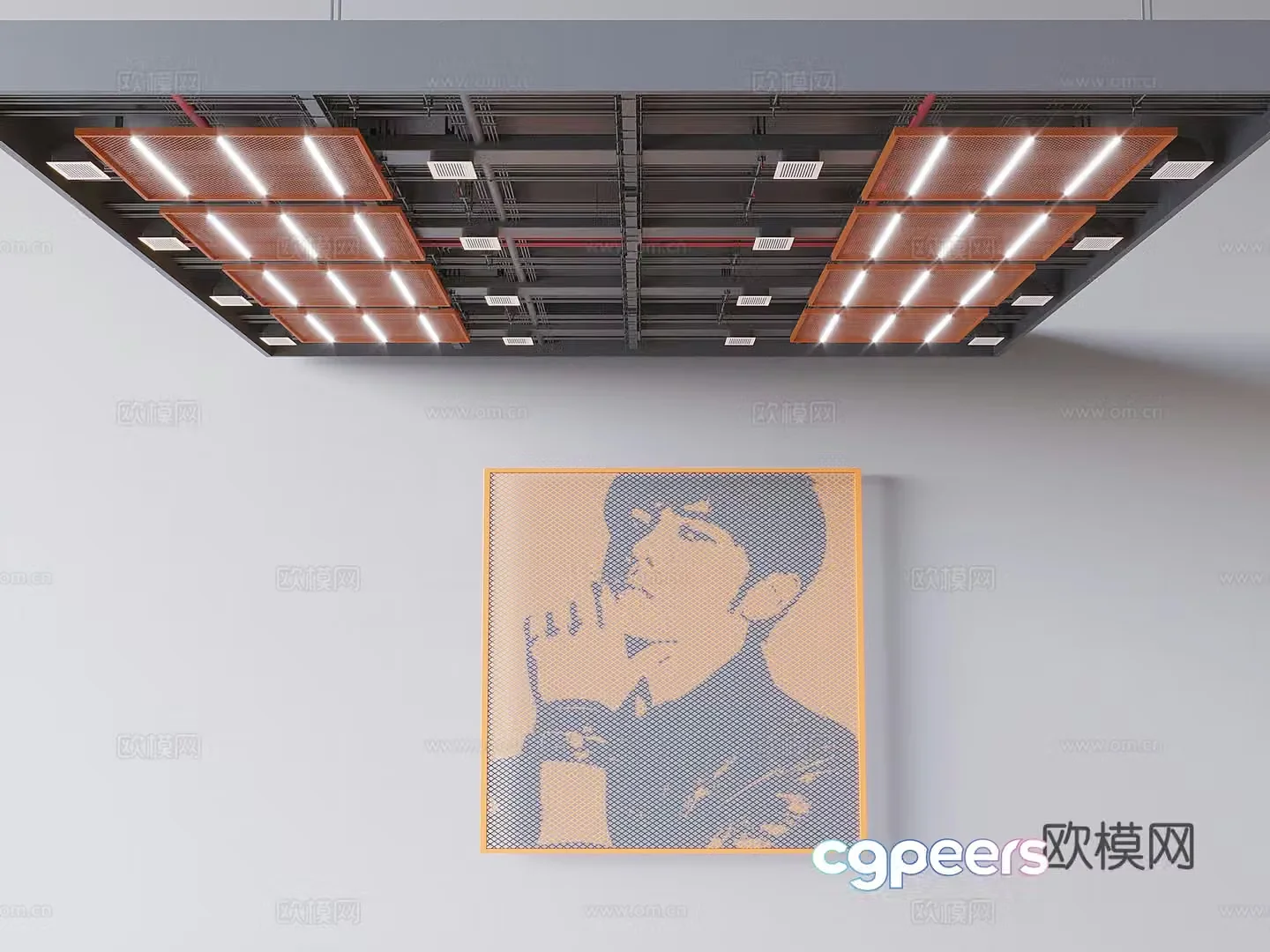 Industrial air duct ceiling air conditioning duct ceiling square fire duct ceiling 3D model