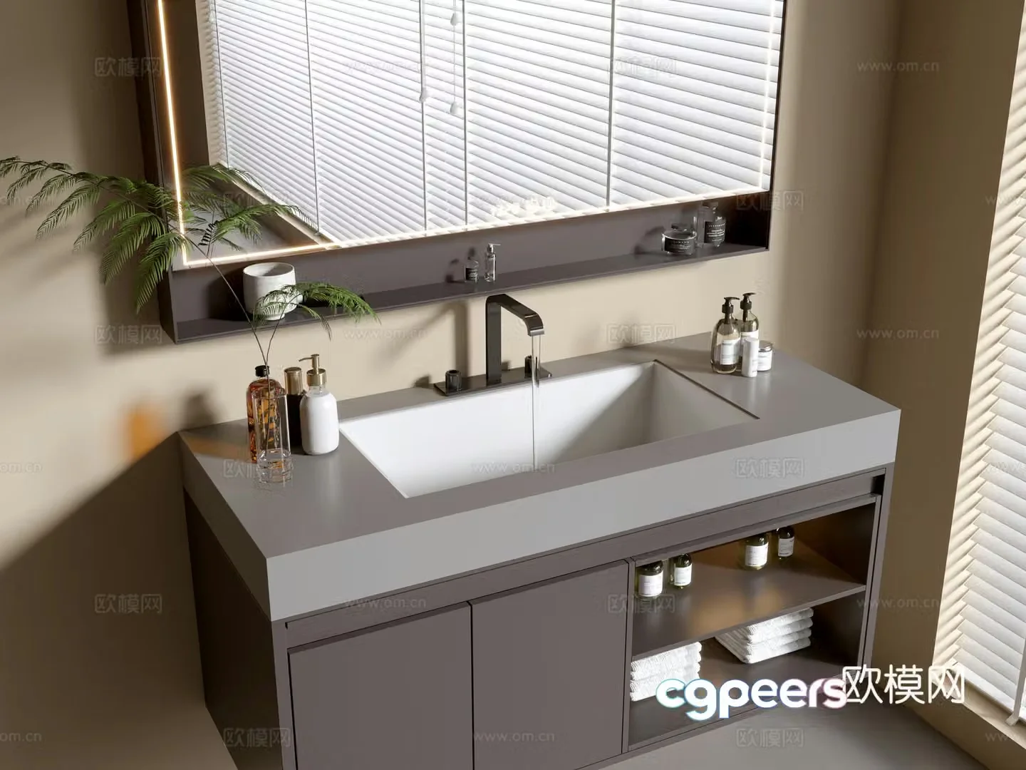 Modern bathroom cabinet bathroom basin bathroom ornaments mirror cabinet sink 3d model