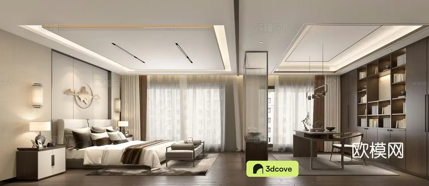 New Chinese style bedroom study