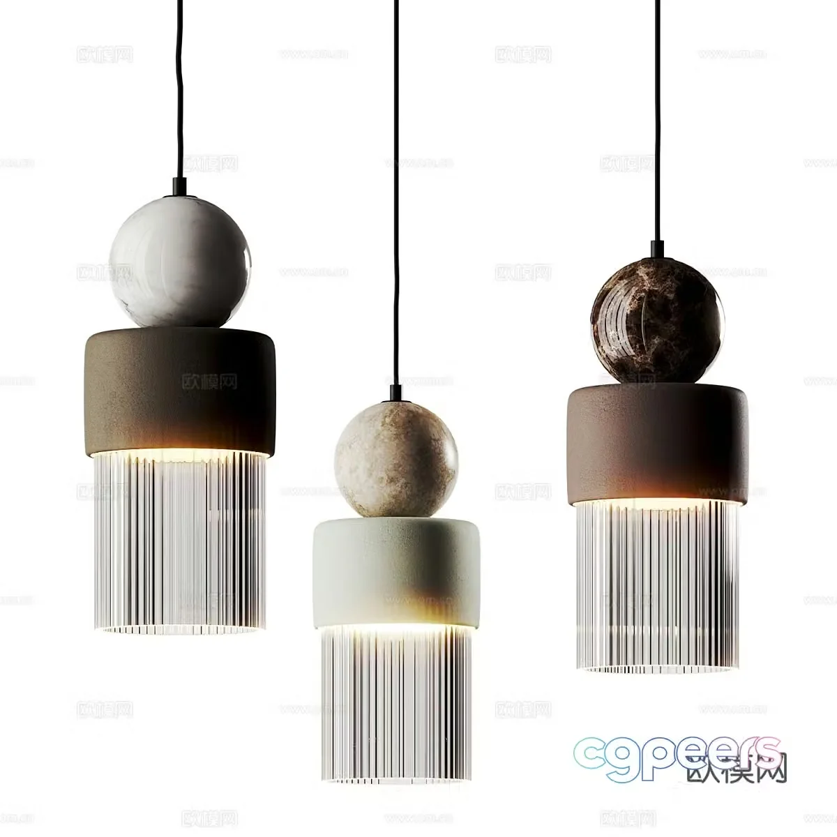 Modern Italian light luxury decorative chandeliers 3D model