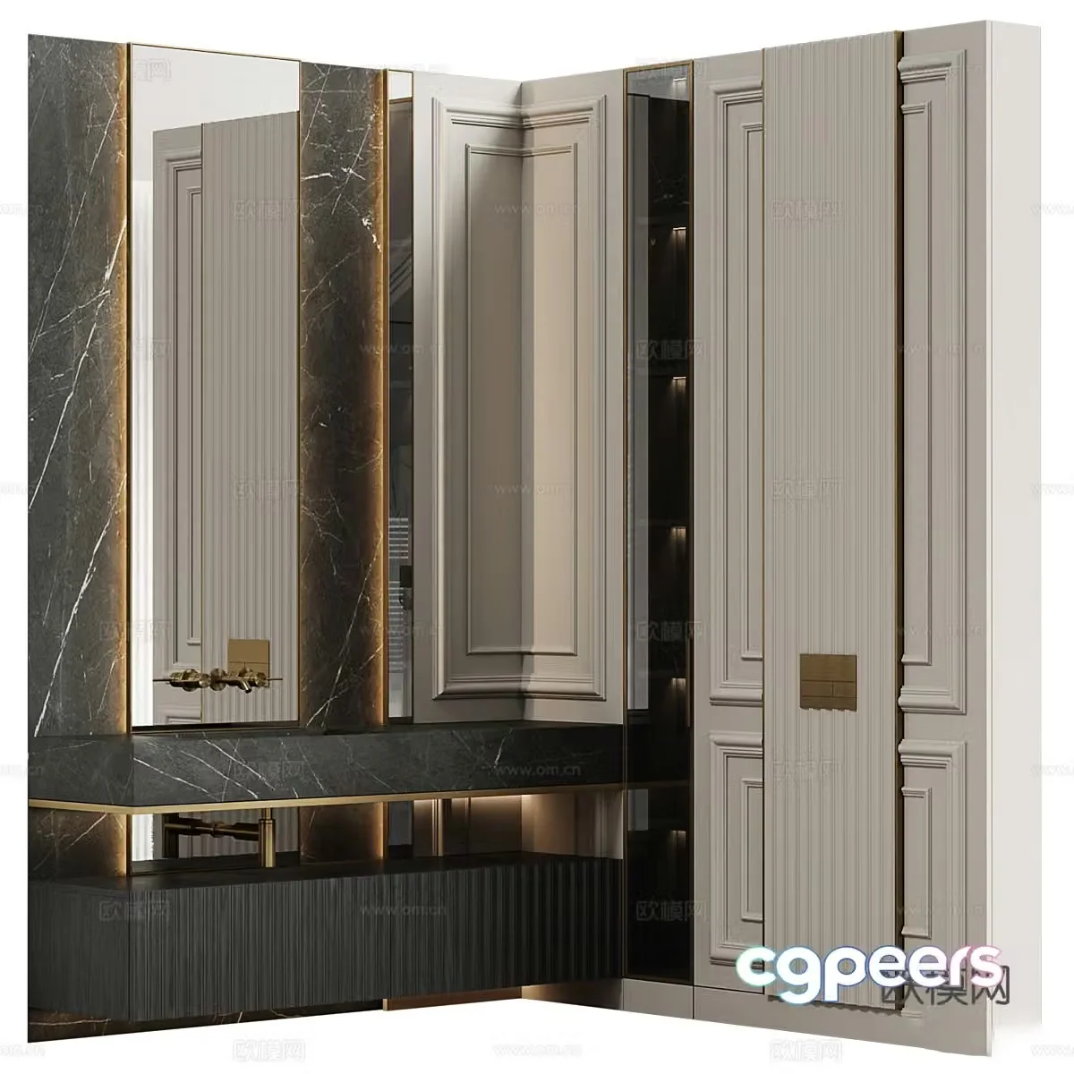 Neoclassical light luxury bathroom cabinet 3D model