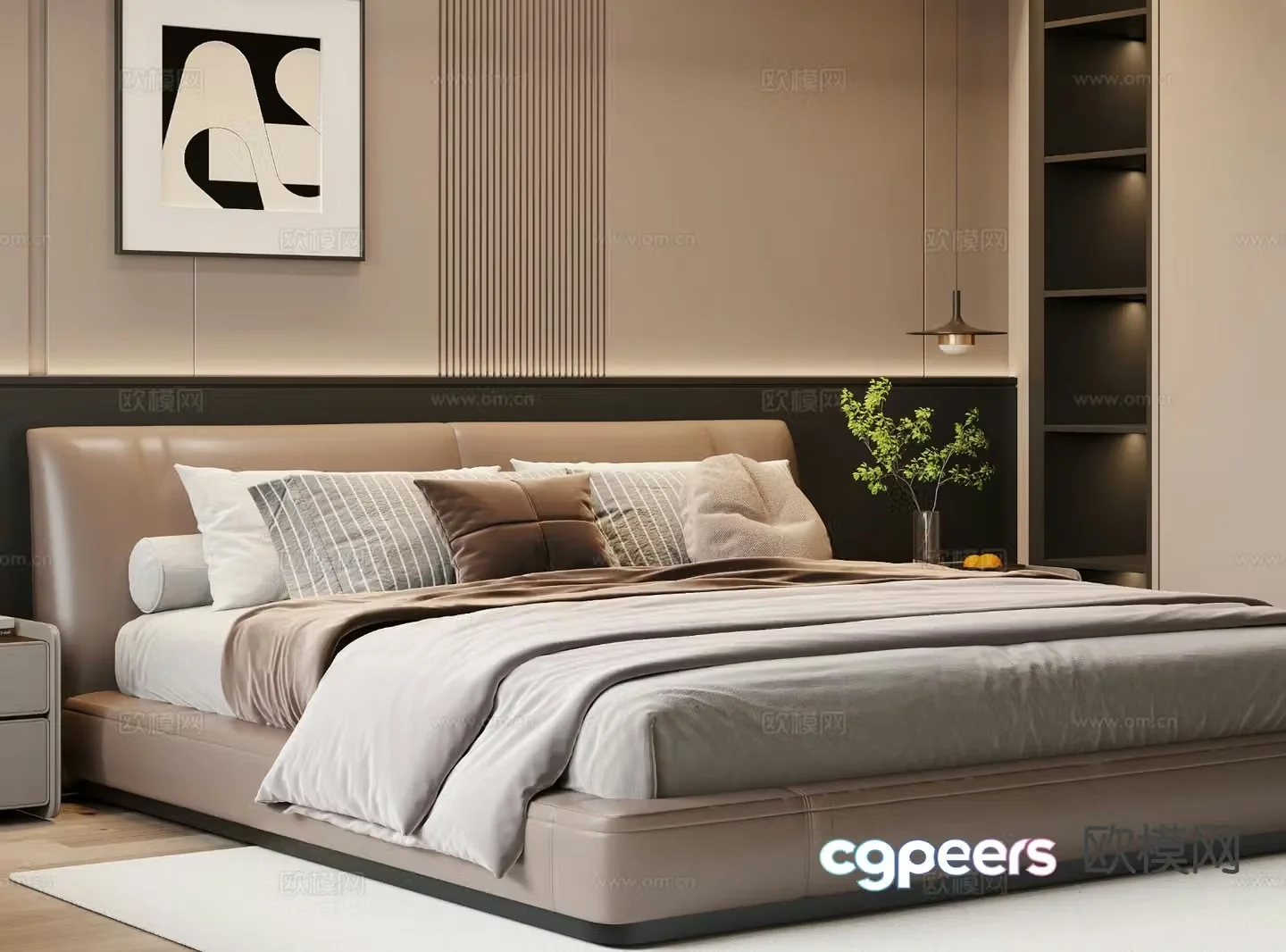Italian double bed 3d model