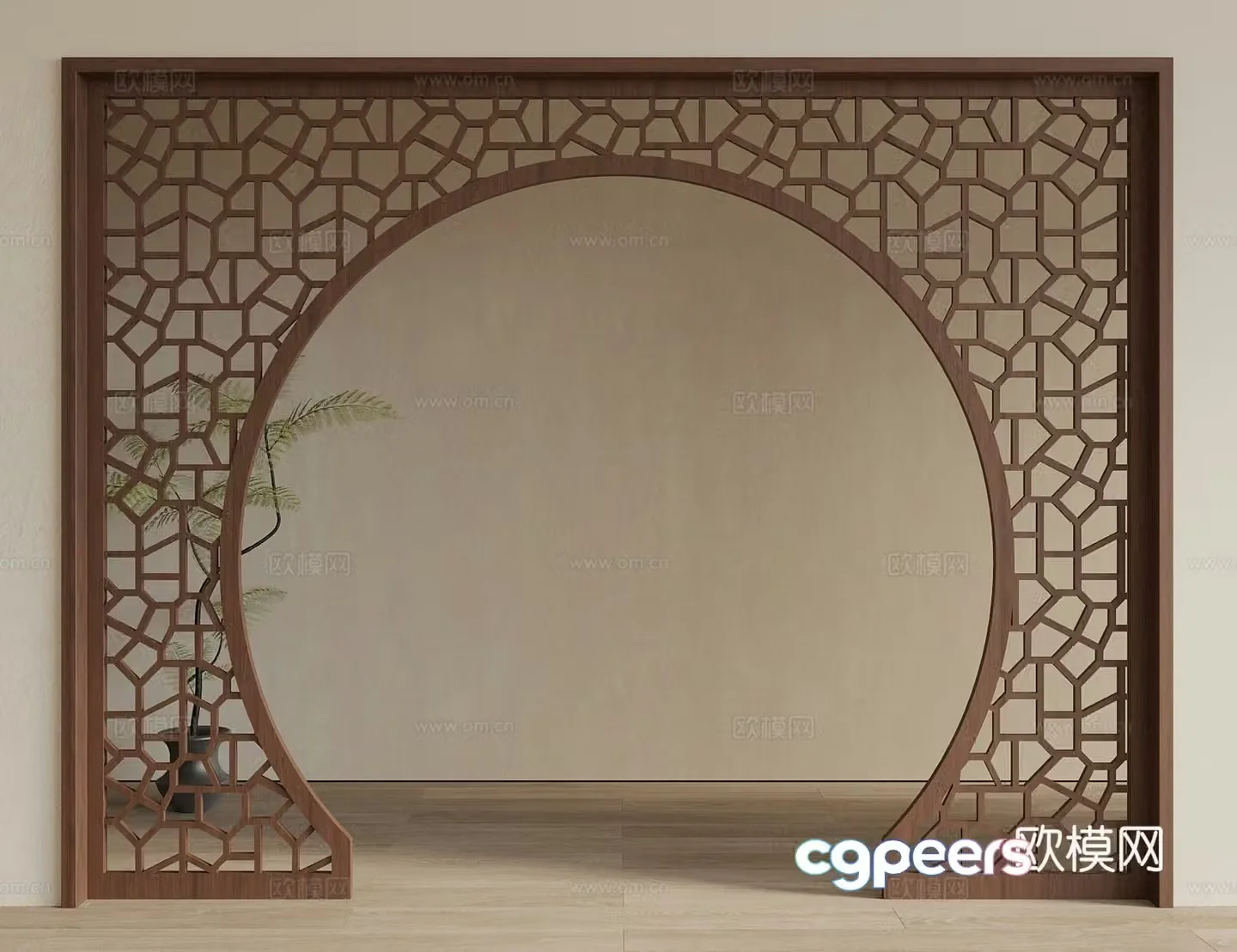 New Chinese style partition door cover 3d model