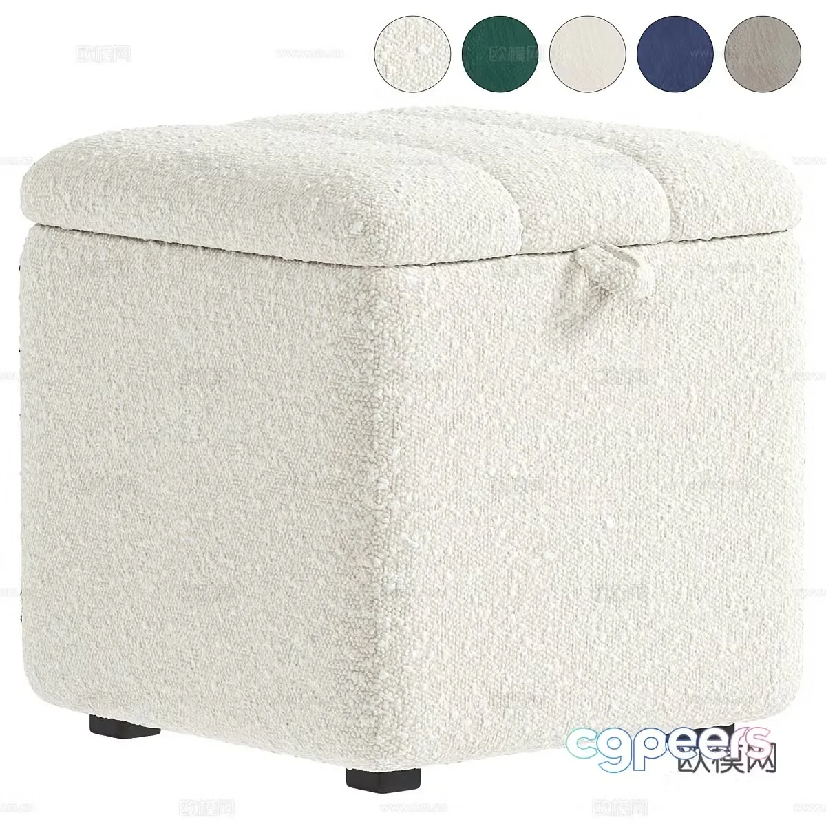 Modern cream style fabric storage stool 3D model