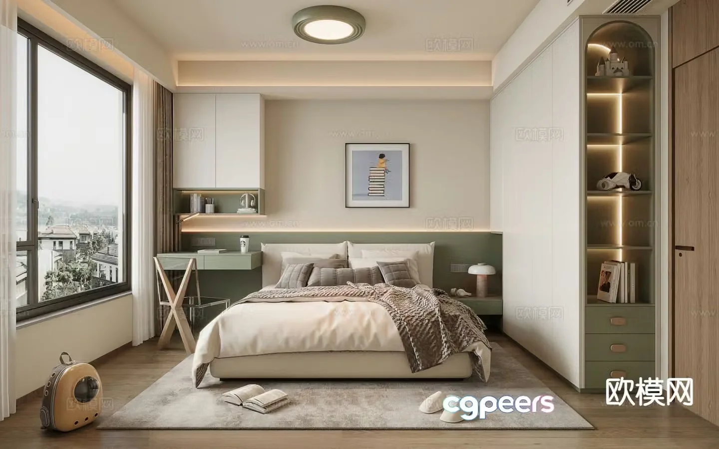 Cream style bedroom second bedroom 3D model