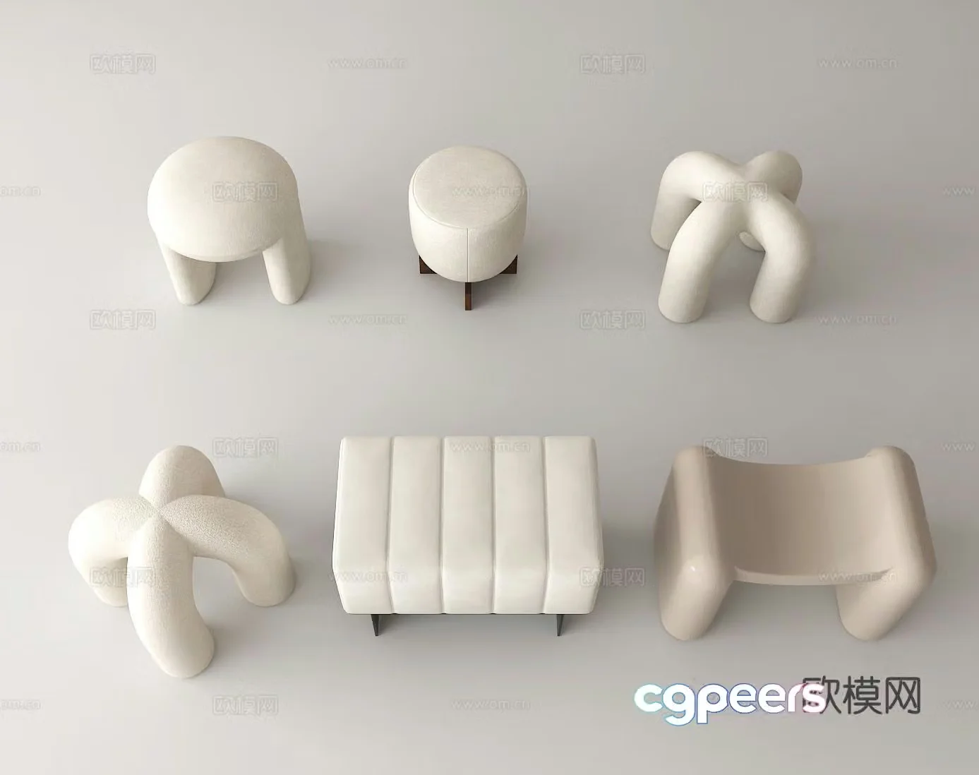 Stool shoe changing stool sofa stool special-shaped stool low stool 3D model
