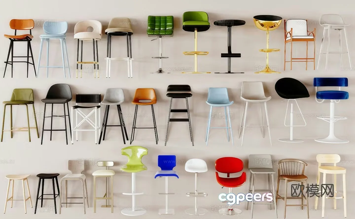Modern bar chair bar stool 3d model