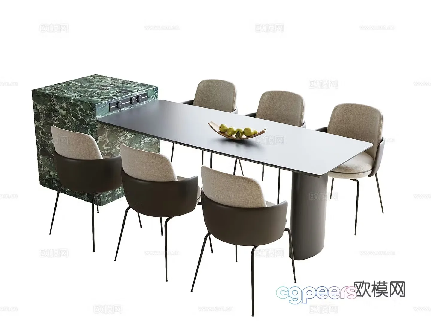 Modern dining table and chair dining chair single chair dining table 3d model