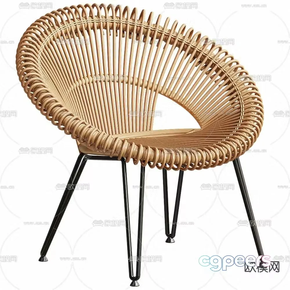 Rattan chair leisure chair balcony chair 3d model