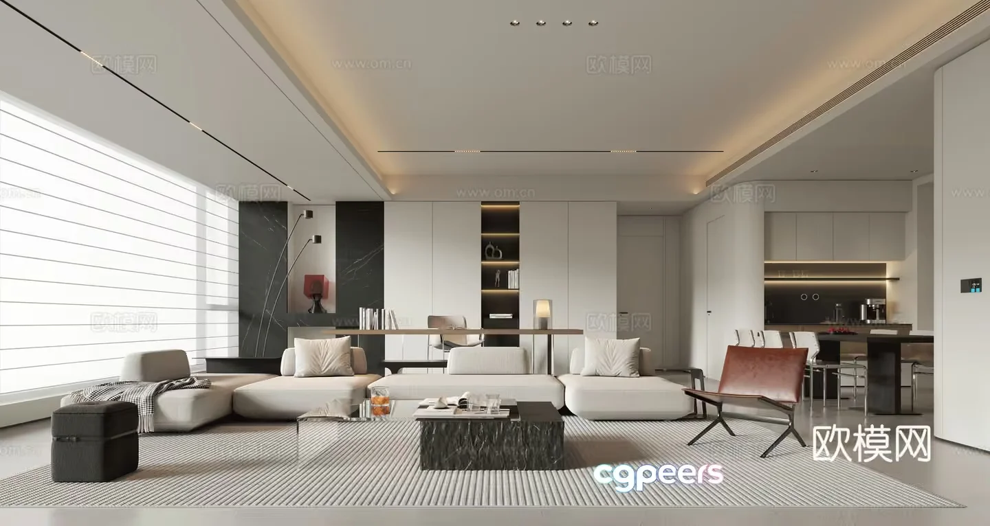 Modern Living Room 3D Model – 11823 – VRAY Render