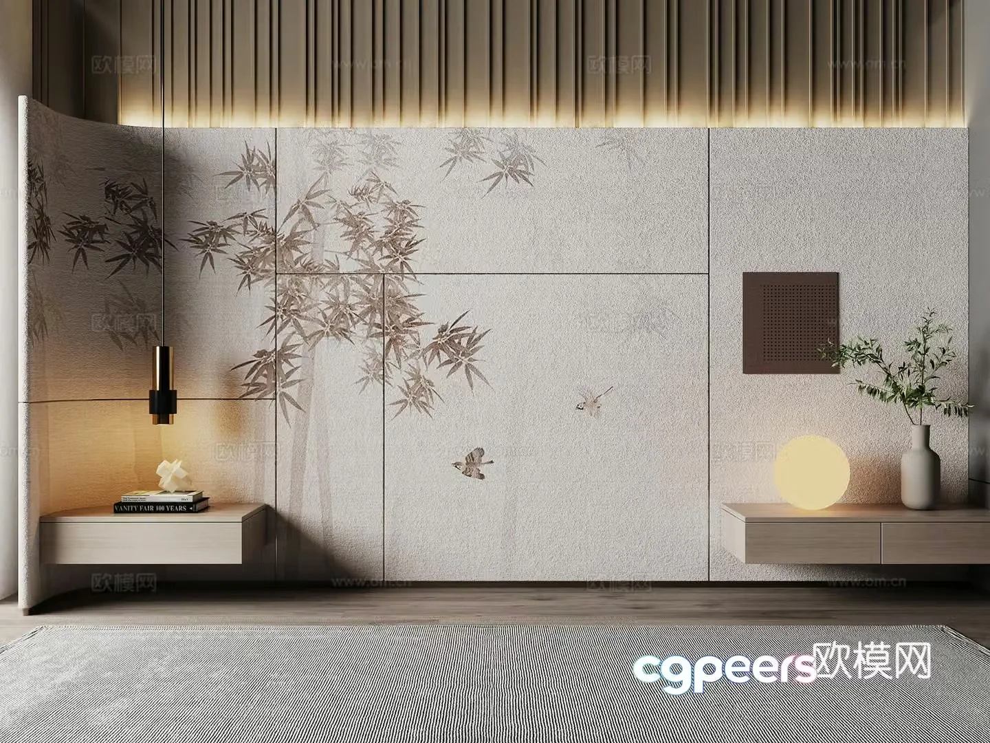 Medieval style background wall bedside background 3d model
